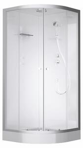Doccia completa MARWELL Doccia completa Silver Round 90 x 90 x 217 cm - Doccia rotonda con ingresso frontale - Cabina doccia con profili in alluminio di alta qualità - Altezza ingresso 15 cm
