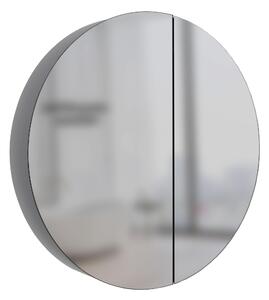 Specchio da bagno TALOS rotondo Ø 60 cm - Specchio da bagno con corpo in alluminio di alta qualità - Specchio da bagno con due ripiani in vetro