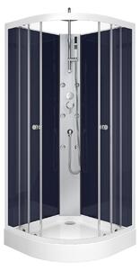 Doccia completa MARWELL Doccia completa Night Blue 85 x 85 x 225 cm - Doccia rotonda con ingresso frontale - Cabina doccia con profili in alluminio di alta qualità - Altezza ingresso 15 cm