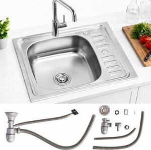 Lavello da incasso in acciaio inox 58CM, angolare + ripiano Lavello Lavello da cucina Lavello da incasso