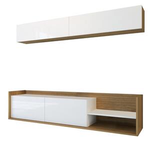 Televisore bianco/naturale in legno esotico 180x40 cm Kale - Kalune Design