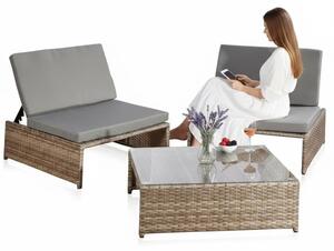 Gruppo di sedute Mucola set da giardino in polyrattan 2 poltrone e tavolo salotto da giardino mobili da giardino set da pranzo - grigio