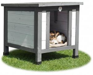 Mucola rifugio per gatti all'aperto casa per gatti lettiera in legno villa per gatti letto per gatti - bianco / grigio