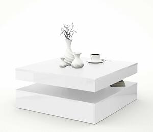 Tavolino TURN 78 x 78 cm piano girevole bianco ottico lucido di Forte