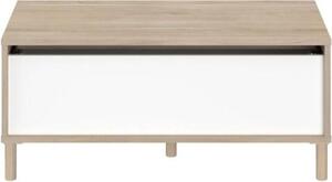 Tavolino rettangolare MORPHOS con funzione di sollevamento, altezza 100 x 50 x 43,6 cm - finitura rovere bianco