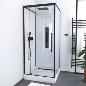 Doccia completa MARWELL Doccia completa bianca Square 90 x 90 x 215 cm - Set completo incl. piatto doccia e rubinetto - Doccia angolare con ingresso frontale