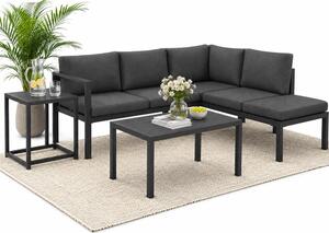 Mucola gruppo di sedute divano angolare in alluminio con tavolino lounge resistente alle intemperie tavolo grigio mobili da balcone mobili da terrazzo mobili da esterno giardino