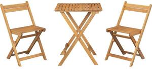 Set in legno di acacia - composto da un tavolo quadrato e 2 sedie pieghevoli