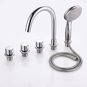 Mucola miscelatore per bordo vasca 5 fori set HandBraunse miscelatore per bordo vasca cascata argento miscelatore per vasca miscelatore per vasca