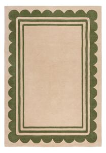 Tappeto in lana tessuto a mano di colore verde-naturale 120x170 cm Lois Scallop - Flair Rugs