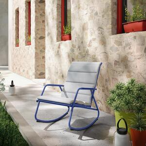 Sedia a dondolo da giardino con cuscino Lyco NATERIAL con braccioli in acciaio, seduta in textilene blu
