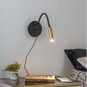 Brilagi -LED Lampada flessibile da muro con porta USB MAYA LED/3W/230V nero/oro