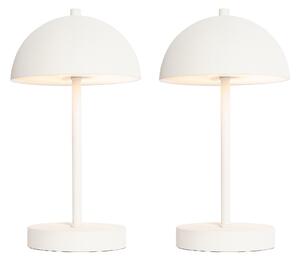Set van 2 buiten tafellampen wit oplaadbaar 3-staps dimbaar - Keira