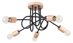 Sollux SL.1478 - Lampadario a plafone EMBER 5xE27/15W/230V nero/beige/faggio
