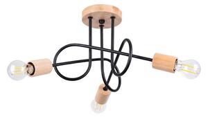 Sollux SL.1477 - Lampadario a plafone EMBER 3xE27/15W/230V nero/beige/faggio