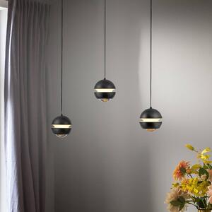Schöner Wohnen Lampada a sospensione in vetro Lini, dimmerabile, Nero, Soggiorno / Sala da pranzo, Metallo, Moderno, Lampada a sospensione
