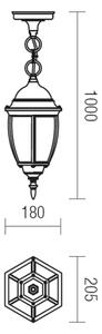 Redo 9607 - Lampadario da esterno a sospensione con catena SEVILLA 1xE27/42W/230V IP44 oro/patina