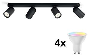 Philips - Faretto dimmerabile LED RGBW 4xGU10/4,8W/230V3000K nero + telecomando