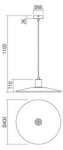 Redo 01-4055 - Lampadario a sospensione con filo FRESNO 1xE27/42W/230V diametro 40 cm