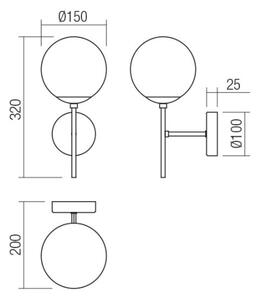 Redo 01-2942 - Applique MUNDI 1xE14/28W/230V rame/fumé