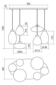 Redo 01-3212 - Lampadario a sospensione con filo LUKE 6xE27/42W/230V nero