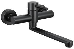 Miscelatore da cucina – Montaggio a parete con beccuccio girevole a 360° – Acqua calda/fredda – Risparmio idrico – Acciaio inossidabile 304 – Attacco G1/2 – Nero