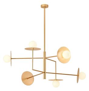 Redo 01-2733 - Lampadario a sospensione con supporto rigido PLATO 6xG9/10W/230V oro