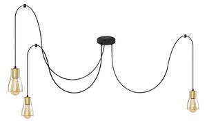 Lampadario a sospensione con filo TUBE 3xE27/10W/230V ragno nero/oro
