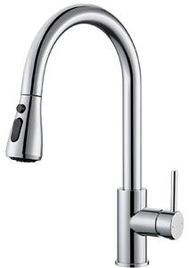 Miscelatore da cucina - Doccetta estraibile - Due tipi di getto - Comando monoleva - Acqua calda e fredda - Acciaio inossidabile 304 - Finitura cromata spazzolata