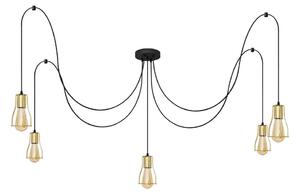 Lampadario a sospensione con filo TUBE 5xE27/15W/230V ragno nero/oro