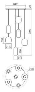 Redo 01-3482 - Lampadario a sospensione con filo BOOM 6xGU10/10W/230V diametro 48 cm nero/verde/marrone