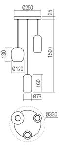 Redo 01-3480 - Lampadario a sospensione con filo BOOM 3xGU10/10W/230V diametro 33 cm nero/verde/marrone