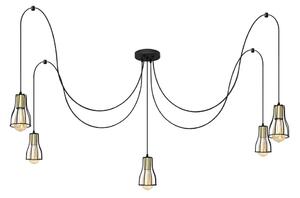 Lampadario a sospensione con filo TUBE 5xE27/15W/230V ragno nero/oro