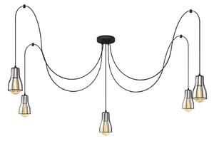 Lampadario a sospensione con filo TUBE 5xE27/15W/230V ragno nero/cromo