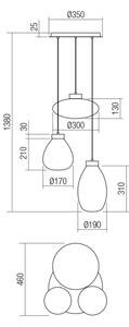 Redo 01-3197 - Lampadario a sospensione con filo LUKE 3xE27/42W/230V diametro 46 cm nero