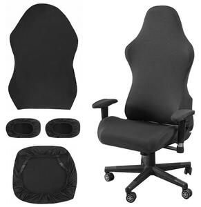 Fodera per sedia da gaming - Elastica - Nero - 4 pezzi - Schienale da 80 a 88 cm