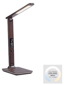 Paul Neuhaus Lampada da tavolo a LED in marrone con funzione dimmer, superficie di ricarica a induzione