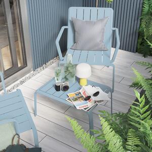Sedia da giardino senza cuscino Idaho NATERIAL con braccioli in alluminio con seduta in alluminio blu