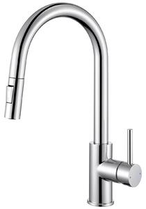 Miscelatore da cucina – Miscelatore da cucina estraibile – Acciaio inossidabile 304 – Acqua calda e fredda – Due tipi di getto – Comando monoleva – Orientabile – Cromato