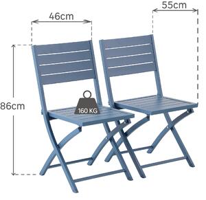 Sedia da giardino senza cuscino Xara NATERIAL pieghevole in alluminio con seduta in alluminio blu, set da 2 pezzi