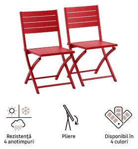 Sedia da giardino senza cuscino Xara NATERIAL pieghevole in alluminio con seduta in alluminio rosso, set da 2 pezzi