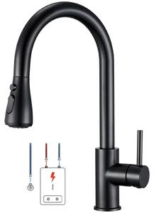 Miscelatore da cucina – Rubinetto estraibile – Acciaio inossidabile 304 – Due funzioni spray – Acqua calda e fredda – Cartuccia in Vetroceramica – Nero