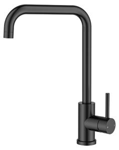 Miscelatore da cucina con bocchetta girevole a 360°, forma a "L" e comando monoleva, finitura nero opaco, altezza 371 mm