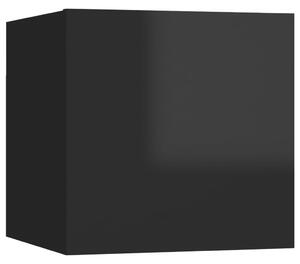 Mobile Porta TV a Parete Nero Lucido 30,5x30x30 cm