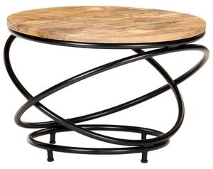 Tavolino da Caffè Nero 60x60x40 cm in Massello di Mango Grezzo