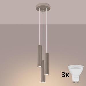 Brilagi - Lampadario LED a cavo CRESTO 3xGU10/10W/230V tortora