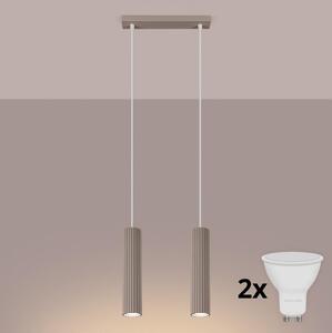 Brilagi - Lampadario LED su cavo CRESTO 2xGU10/10W/230V taupe