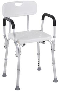 HOMCOM Sedia per Doccia in Alluminio con Altezza Regolabile e Piedini Antiscivolo, 51.5x51.5x71-84cm, Bianco