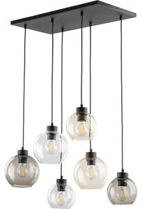 BRILAGI - Lampadario a cavo QUADRA 6xE27/15W/230V nero/fumé/beige/trasparente