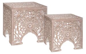 Set di 2 tavolini "Earth" - legno intagliato - Atmosphera créateur d'intérieur